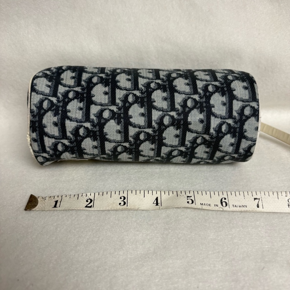 VTG CHRISTIAN DIOR Blue Trotter Canvas Barrel Wristlet Zipper Pouch - Picture 5 of 15